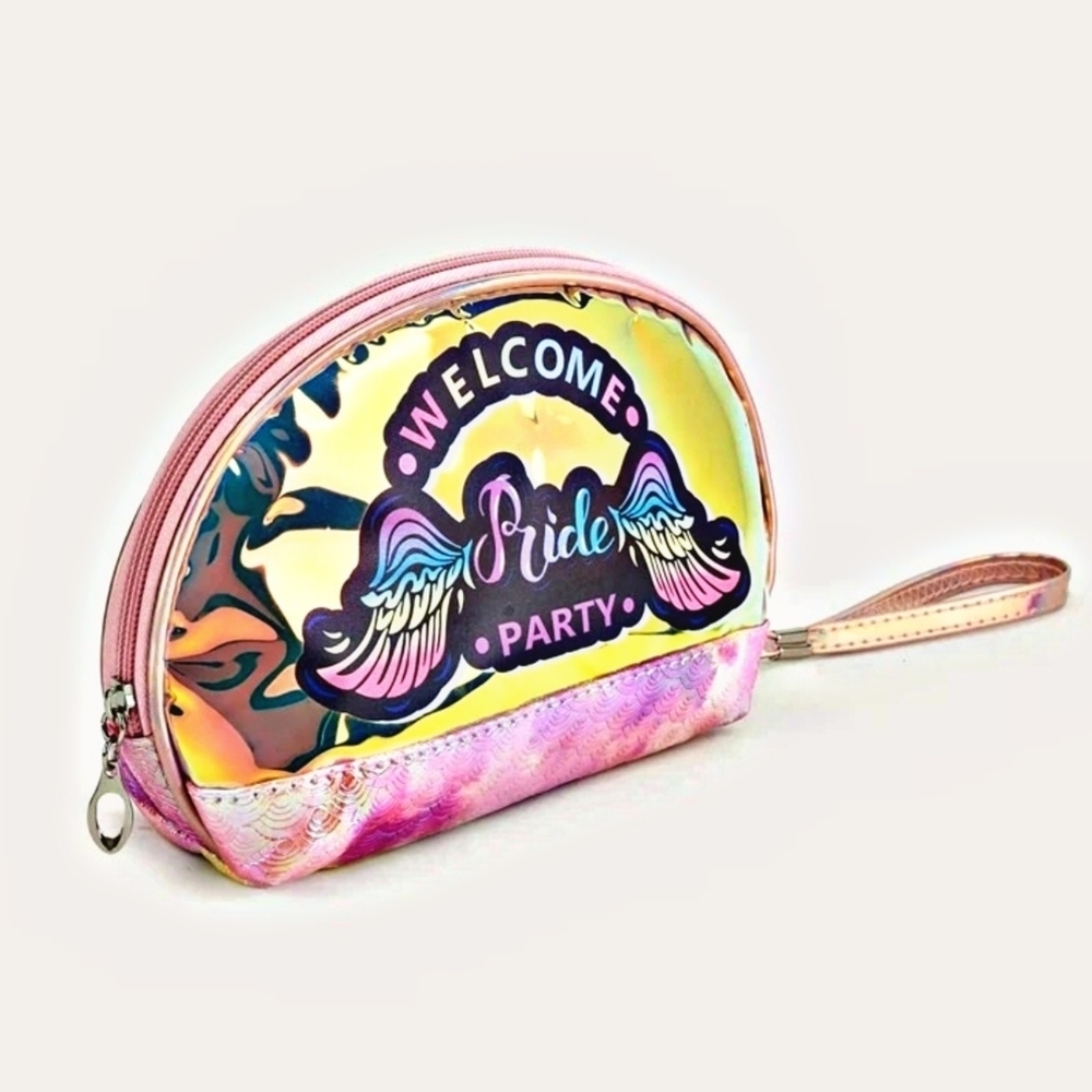 Holographic PRIDE ✦ Makeup Bag ✦ Iridescent Mermaid Scale Pouch Pink NWT